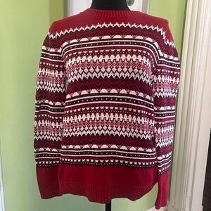 Red fair isle knit sweater